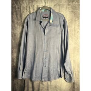 Luciano Visconti Black Men’s Dress Shirt XL Gray Contrast Collar Luxury